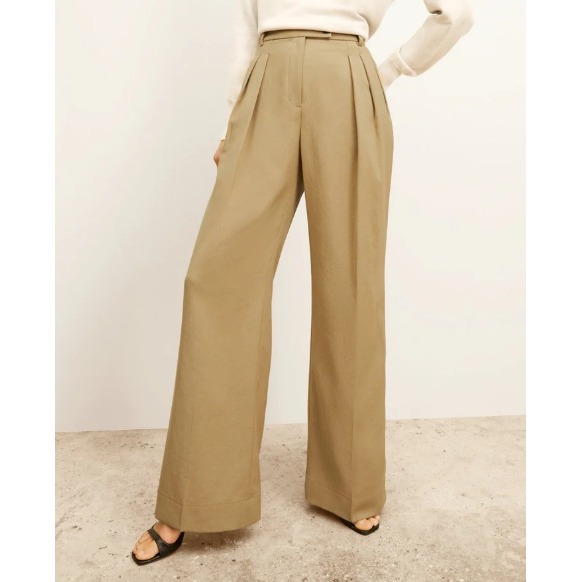 M.M.Lafleur Bia 1.0 Pant High Rise Wide Leg Air Twill Macaroon Tan Size 4